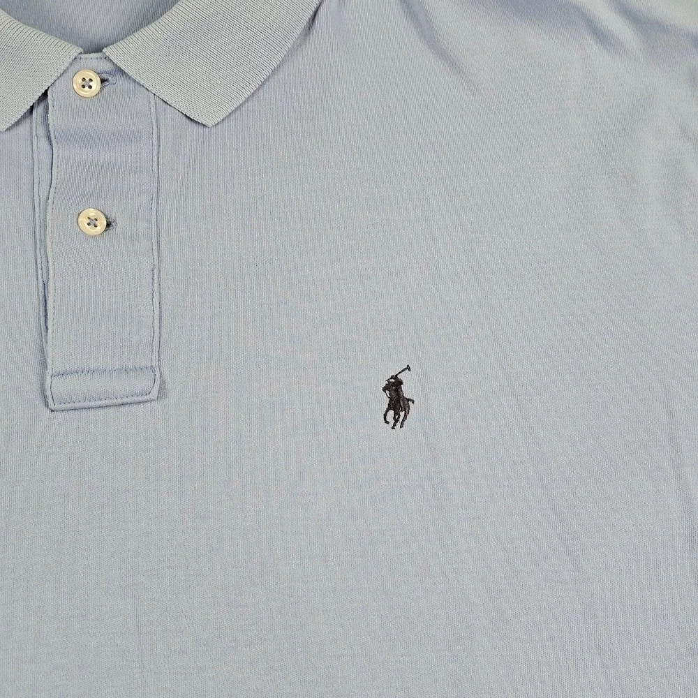 Polo‎ Ralph Lauren Polo Shirt Mens Large Blue Cotton Knit Short Sleeve Casual